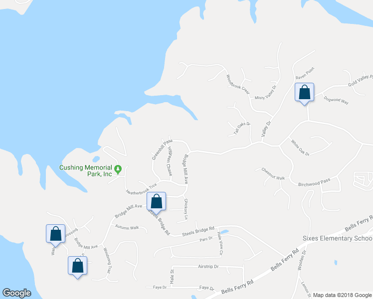 map of restaurants, bars, coffee shops, grocery stores, and more near 1051 Bridge Mill Avenue in Canton