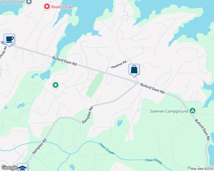 map of restaurants, bars, coffee shops, grocery stores, and more near 2735 Maple Park Place in Cumming