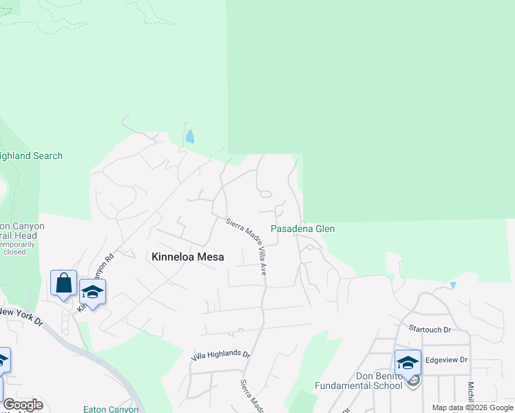 map of restaurants, bars, coffee shops, grocery stores, and more near 2060 Windover Road in Pasadena