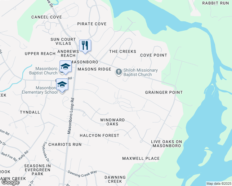 map of restaurants, bars, coffee shops, grocery stores, and more near 7112 Orchard Trce in Wilmington