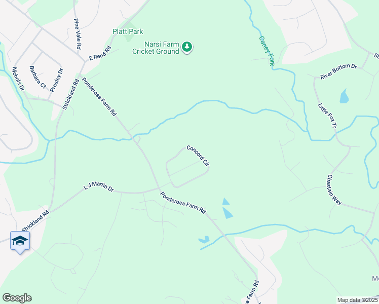 map of restaurants, bars, coffee shops, grocery stores, and more near 5521 Concord Circle in Gainesville