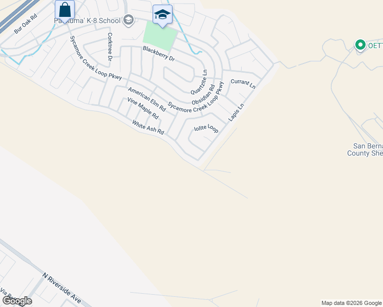 map of restaurants, bars, coffee shops, grocery stores, and more near 4057 White Ash Road in San Bernardino
