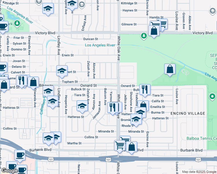 map of restaurants, bars, coffee shops, grocery stores, and more near in Los Angeles