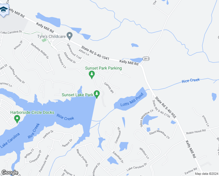 map of restaurants, bars, coffee shops, grocery stores, and more near Garrett Way in Columbia
