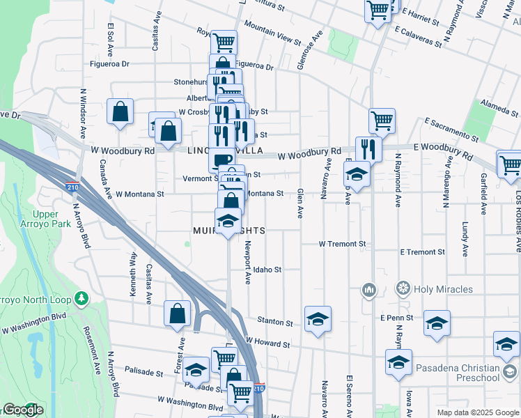 map of restaurants, bars, coffee shops, grocery stores, and more near 1999 Mentone Avenue in Pasadena
