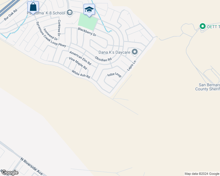 map of restaurants, bars, coffee shops, grocery stores, and more near 17916 Iolite Loop in San Bernardino