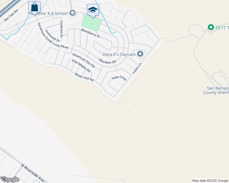 map of restaurants, bars, coffee shops, grocery stores, and more near 17916 Iolite Loop in San Bernardino