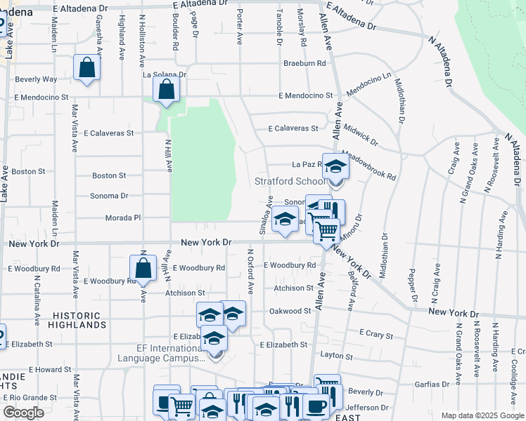 map of restaurants, bars, coffee shops, grocery stores, and more near 1981 Sinaloa Avenue in Altadena