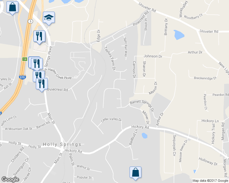 map of restaurants, bars, coffee shops, grocery stores, and more near 209 Barrett Springs Way in Canton
