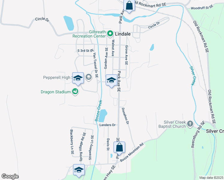 map of restaurants, bars, coffee shops, grocery stores, and more near 1 Dragon Drive Southeast in Lindale