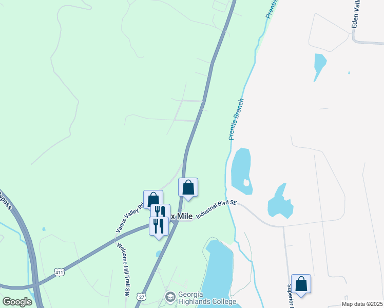 map of restaurants, bars, coffee shops, grocery stores, and more near 2877 Cedartown Highway in Rome