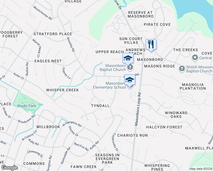 map of restaurants, bars, coffee shops, grocery stores, and more near 1240 Beasley Road in Wilmington