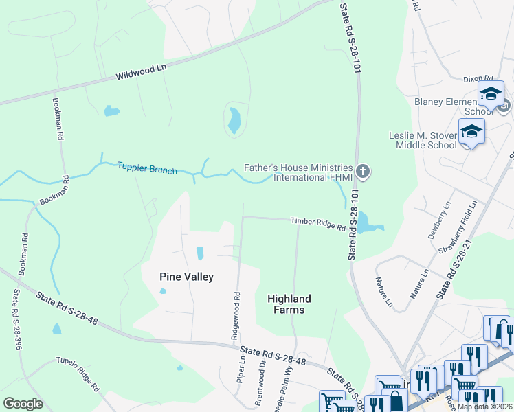 map of restaurants, bars, coffee shops, grocery stores, and more near 1522 Ridgewood Road in Elgin