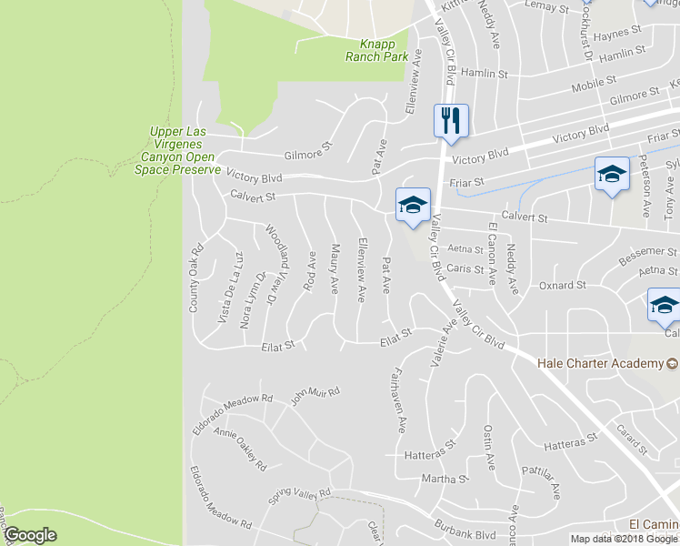 map of restaurants, bars, coffee shops, grocery stores, and more near 6022 Maury Avenue in Los Angeles