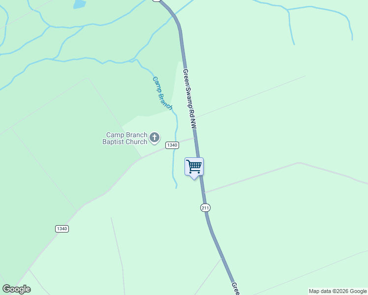 map of restaurants, bars, coffee shops, grocery stores, and more near 1-53 Camp Branch Road Northwest in Ash