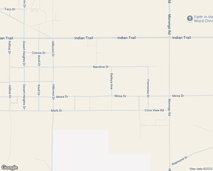 map of restaurants, bars, coffee shops, grocery stores, and more near Baileya Avenue in Twentynine Palms
