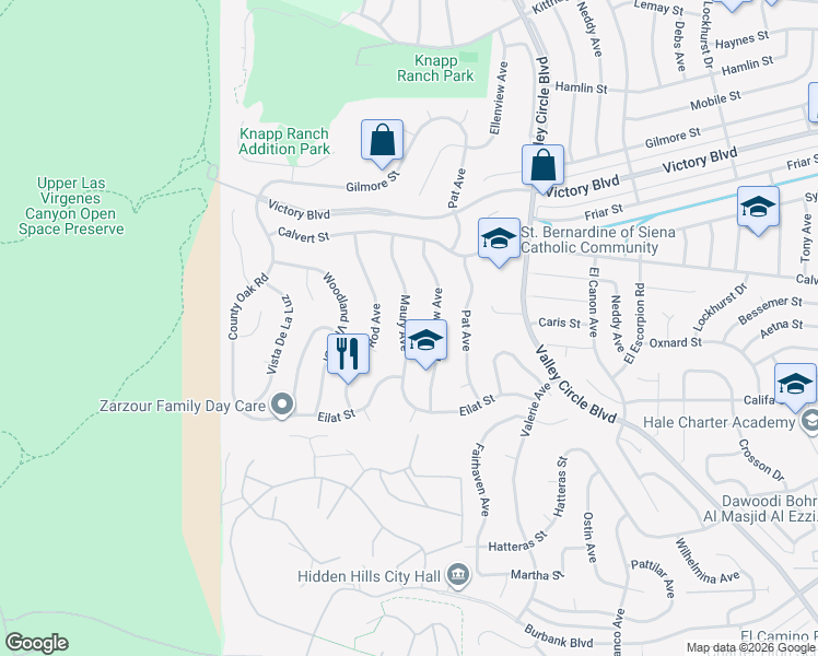 map of restaurants, bars, coffee shops, grocery stores, and more near 6030 Maury Avenue in Los Angeles