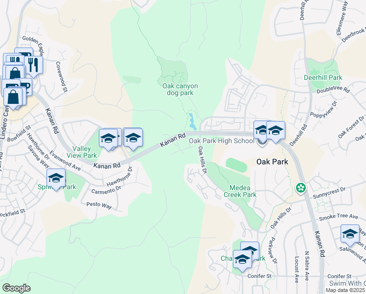 map of restaurants, bars, coffee shops, grocery stores, and more near 528 Water Oak Lane in Oak Park