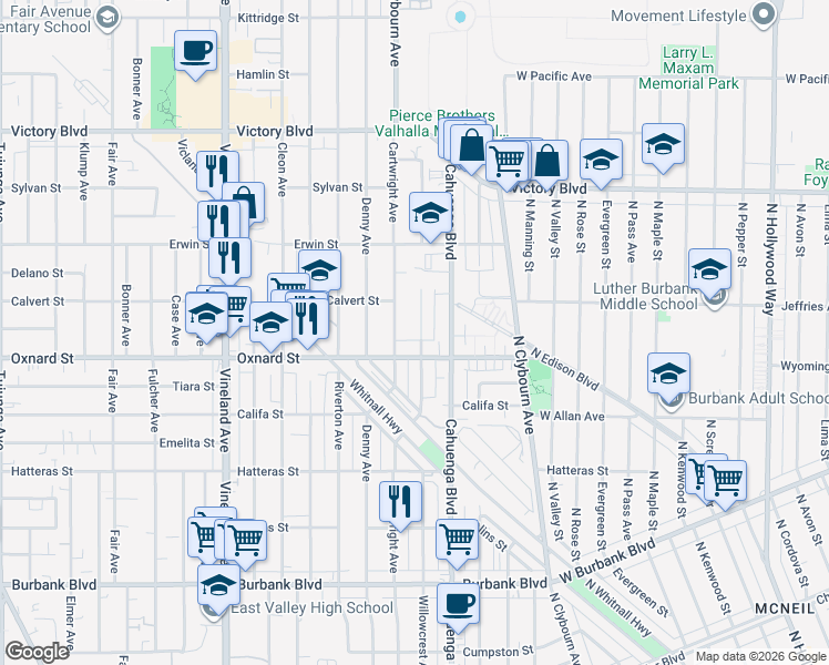 map of restaurants, bars, coffee shops, grocery stores, and more near 6025 Willowcrest Avenue in Los Angeles