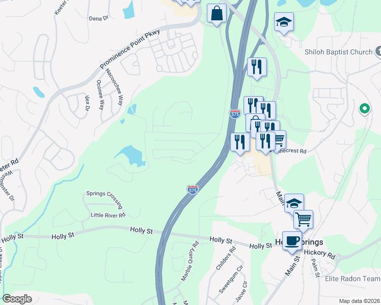 map of restaurants, bars, coffee shops, grocery stores, and more near 203 Valley Crossing in Canton