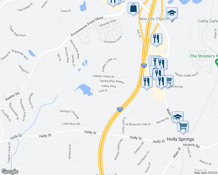 map of restaurants, bars, coffee shops, grocery stores, and more near 235 Valley Crossing in Canton