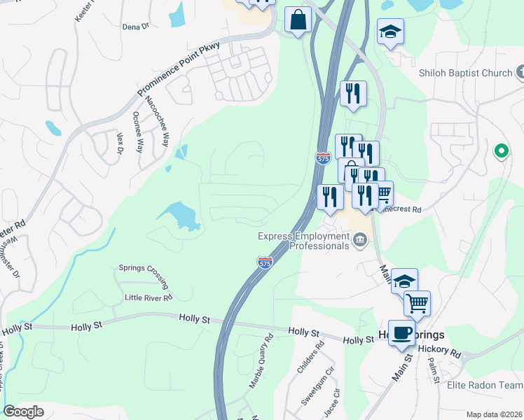 map of restaurants, bars, coffee shops, grocery stores, and more near 203 Valley Crossing in Canton