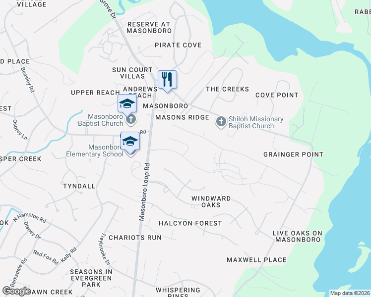 map of restaurants, bars, coffee shops, grocery stores, and more near 7032 Orchard Trce in Wilmington