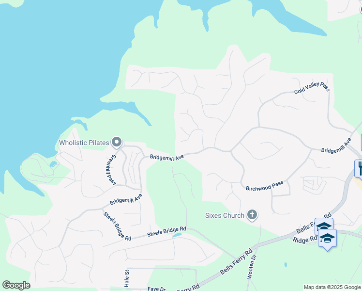 map of restaurants, bars, coffee shops, grocery stores, and more near 727 Tall Oaks Drive in Canton