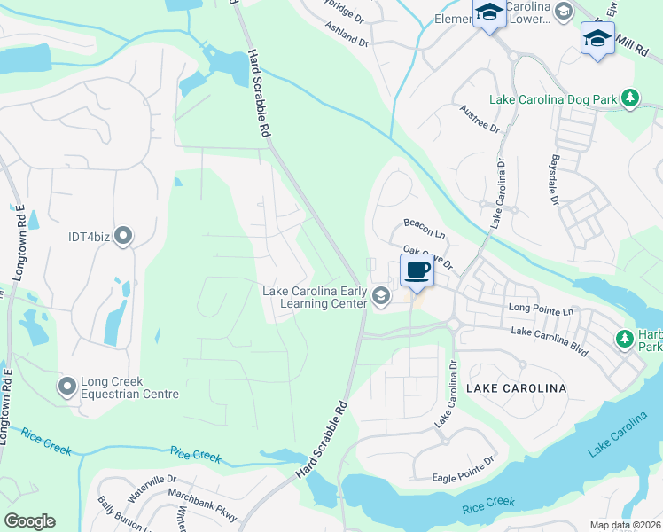 map of restaurants, bars, coffee shops, grocery stores, and more near 5300-5336 Hard Scrabble Road in Blythewood