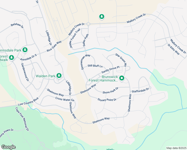 map of restaurants, bars, coffee shops, grocery stores, and more near 1057 Sandy Grove Place in Leland