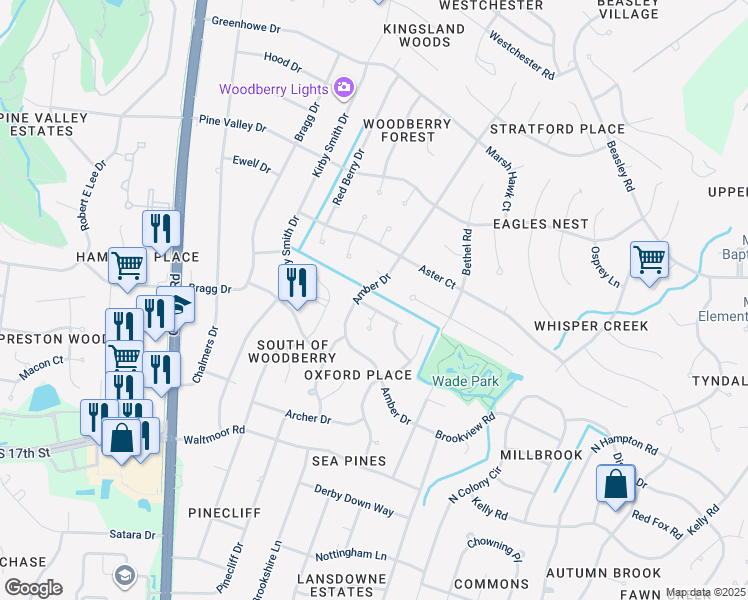 map of restaurants, bars, coffee shops, grocery stores, and more near 3205 Jared Court in Wilmington