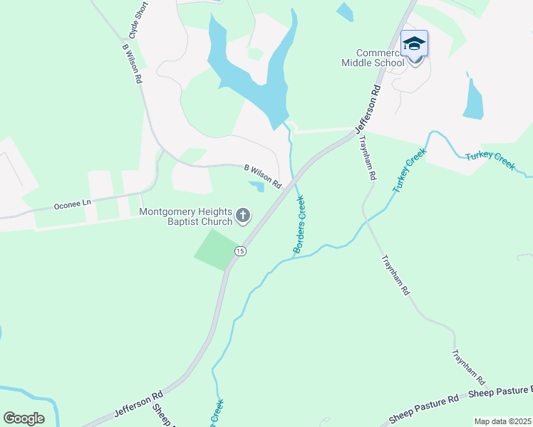 map of restaurants, bars, coffee shops, grocery stores, and more near 6924 Jefferson Road in Commerce