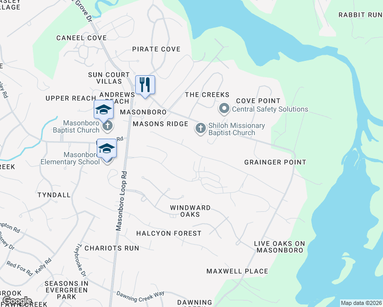 map of restaurants, bars, coffee shops, grocery stores, and more near 7112 Orchard Trce in Wilmington
