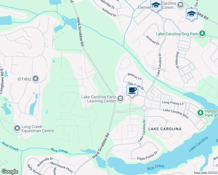 map of restaurants, bars, coffee shops, grocery stores, and more near 5300 Hard Scrabble Road in Blythewood