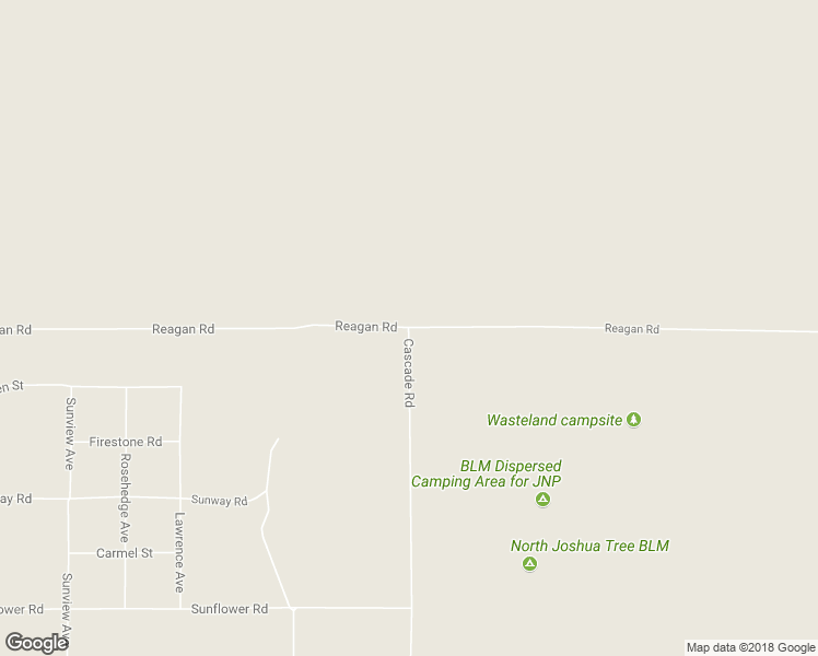 map of restaurants, bars, coffee shops, grocery stores, and more near Reagan Road in Joshua Tree