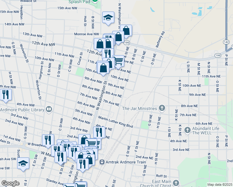 map of restaurants, bars, coffee shops, grocery stores, and more near 802 A Street Northeast in Ardmore