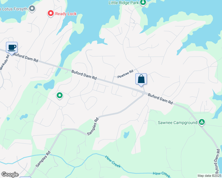 map of restaurants, bars, coffee shops, grocery stores, and more near 2860 Maple Park Place in Cumming