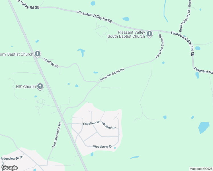 map of restaurants, bars, coffee shops, grocery stores, and more near 3 Misty Ridge Drive Southeast in Silver Creek