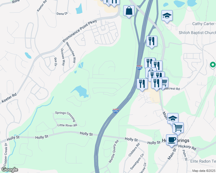 map of restaurants, bars, coffee shops, grocery stores, and more near 236 Valley Crossing in Canton