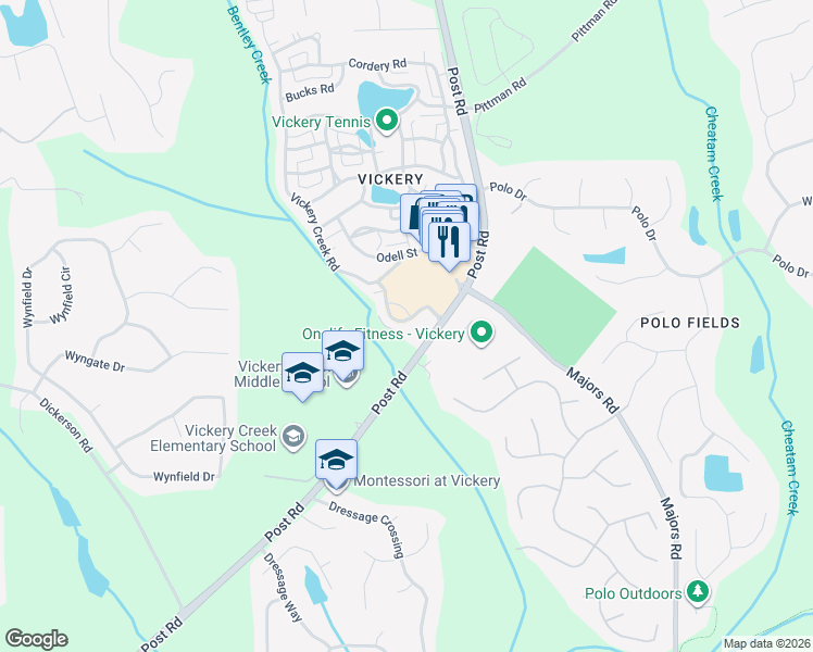 map of restaurants, bars, coffee shops, grocery stores, and more near 5939 Bond Street in Cumming