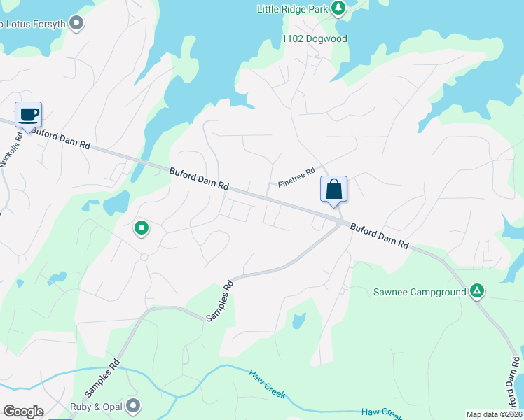 map of restaurants, bars, coffee shops, grocery stores, and more near 2885 Maple Park Place in Cumming