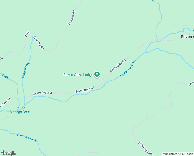 map of restaurants, bars, coffee shops, grocery stores, and more near 39950 Seven Oaks Road in Angelus Oaks