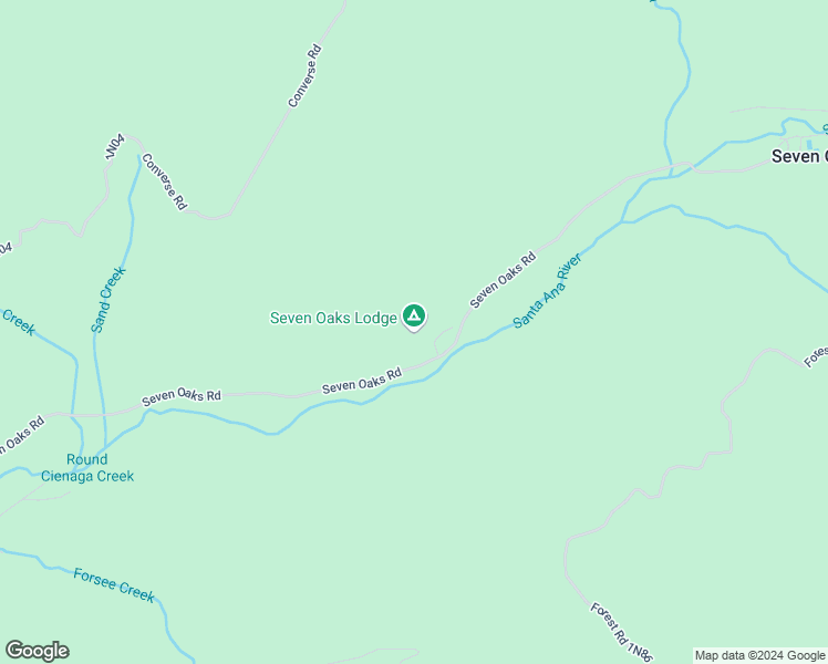 map of restaurants, bars, coffee shops, grocery stores, and more near 39950 Seven Oaks Road in Angelus Oaks