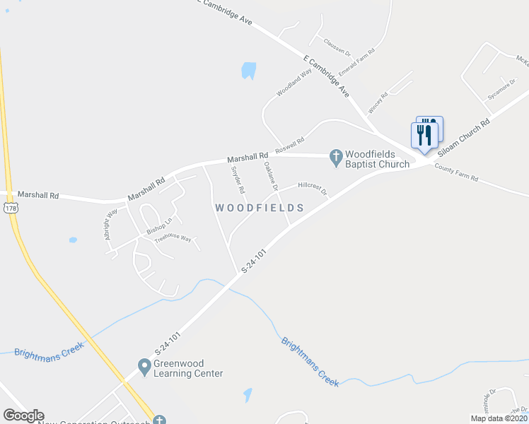 map of restaurants, bars, coffee shops, grocery stores, and more near 204 Hillcrest Drive in Greenwood