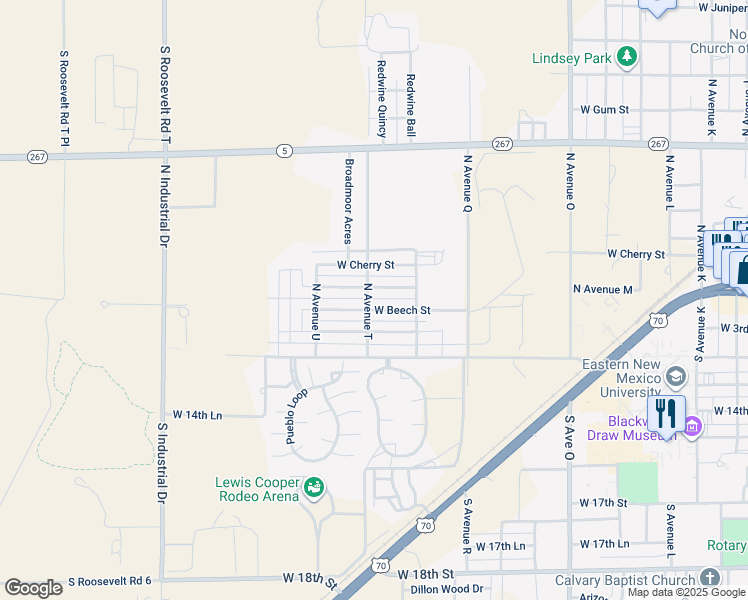 map of restaurants, bars, coffee shops, grocery stores, and more near 2003 West Boxwood Street in Portales
