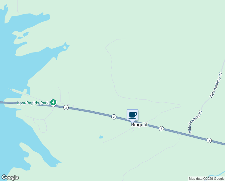 map of restaurants, bars, coffee shops, grocery stores, and more near 23347 State Highway 3 in Ringold