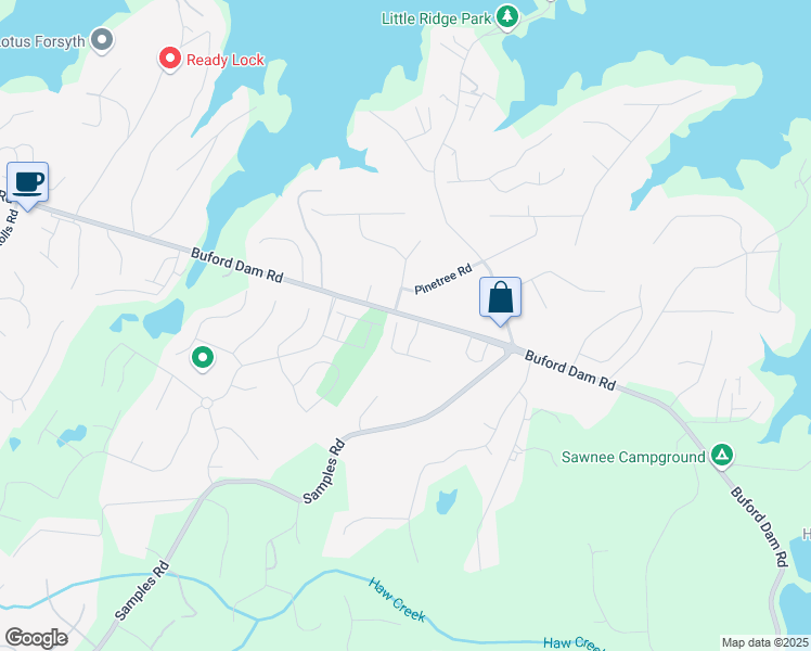 map of restaurants, bars, coffee shops, grocery stores, and more near 2860 Maple Park Place in Cumming