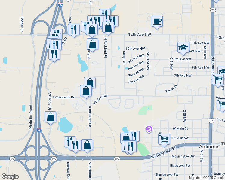 map of restaurants, bars, coffee shops, grocery stores, and more near 2215 4th Avenue Northwest in Ardmore