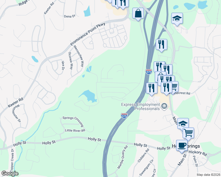 map of restaurants, bars, coffee shops, grocery stores, and more near 270 Valley Crossing in Canton