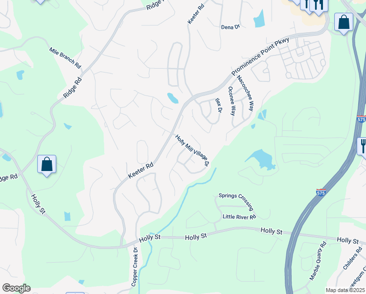 map of restaurants, bars, coffee shops, grocery stores, and more near 303 Meadows Lane in Canton